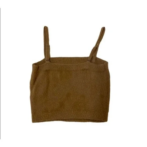 Fuzzy brown cropped soft Hollister Tank blouse Top M - Picture 12 of 12